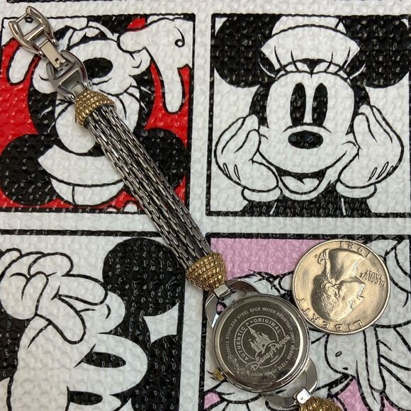 Disney Parks Minnie Mouse Two-Tone Bracelet Watch Mother of Pearl Dial - Picture 14 of 15